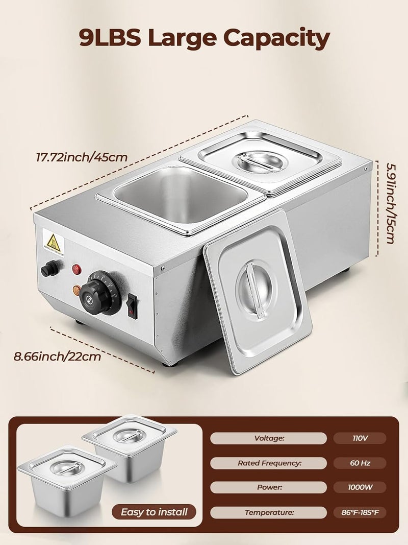 FOHERE Chocolate Tempering Machine, 9LBS Chocolate Melting Pot, 86~185℉ Chocolate Warmer, 1000w Commercial Chocolate Melting Machine, Stainless Steel Electric Commercial Food Warmer For Milk Coffee Cheese - Image 5